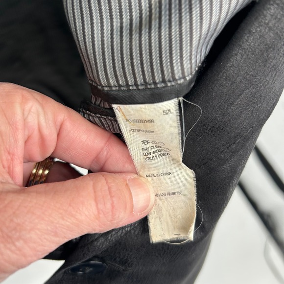 Calvin‎ Klein Black Faux Distressed Leather Sport Coat Jacket Size 52L - Picture 3 of 4